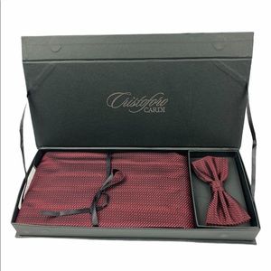 Cardi International Silk Bowtie & Cummerbund Wine